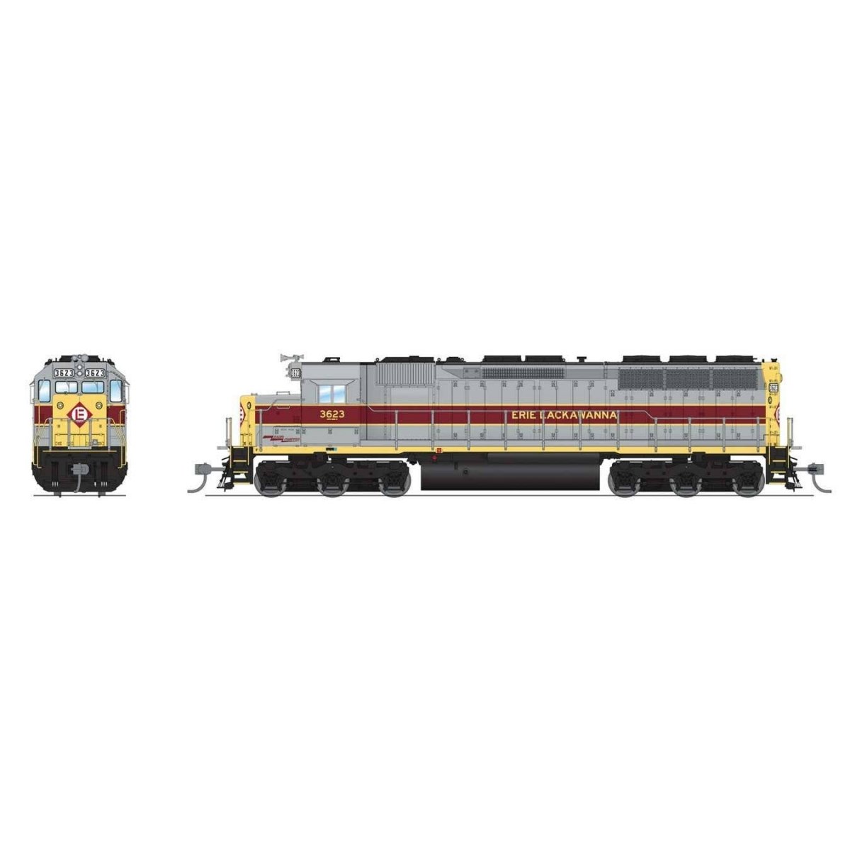 EMD SD45 Low-Nose - Sound & DCC - Paragon4(TM) -- Erie Lackawanna 3623 (gray, maroon, yellow), HO Broadway Limited Imports 7934