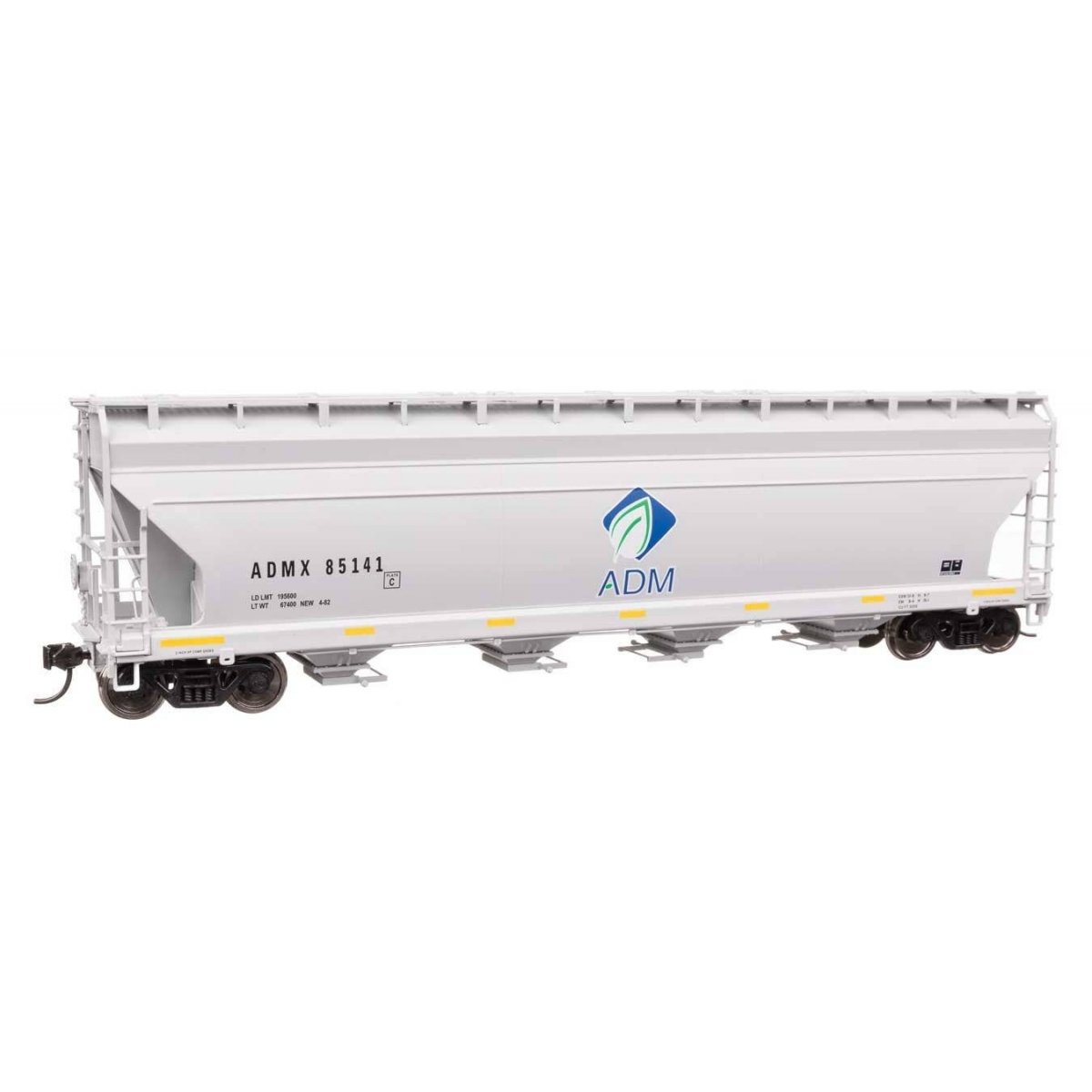 ACF 5250 4-Bay Centerflow Covered Hopper - Ready to Run -- Archer-Daniels-Midland 85141 (Trough Hatches, Gravity Gates), HO Walt