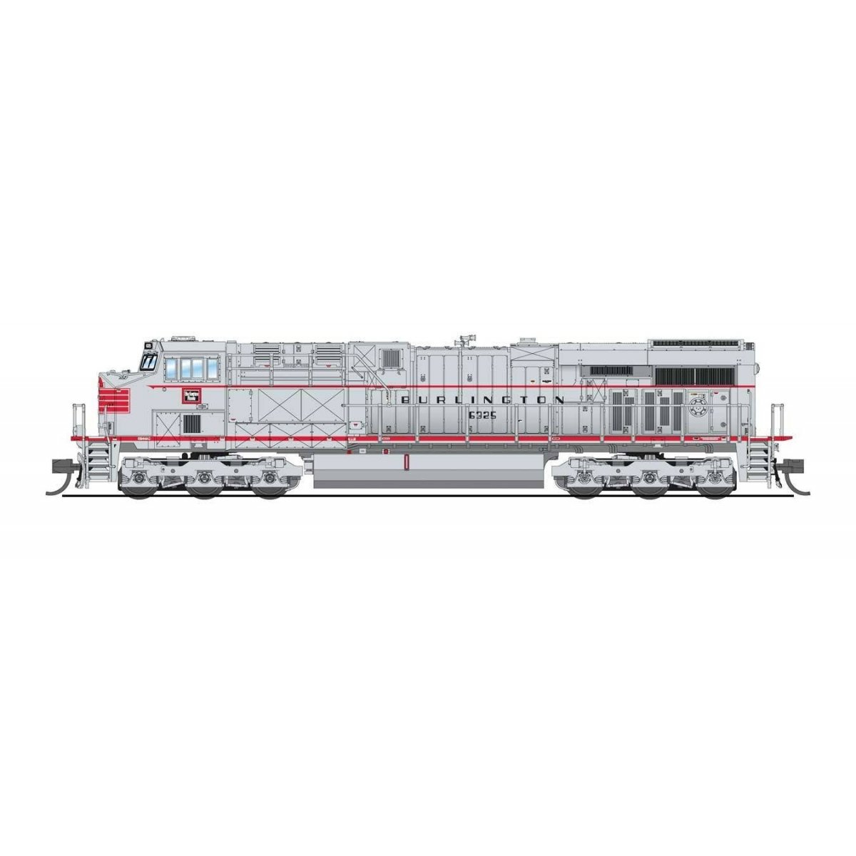 GE ES44AC - Sound & DCC - Paragon4(TM) -- Chicago, Burlington & Quincy 6325 (Fantasy Scheme, silver, red, black), N Broadway Lim