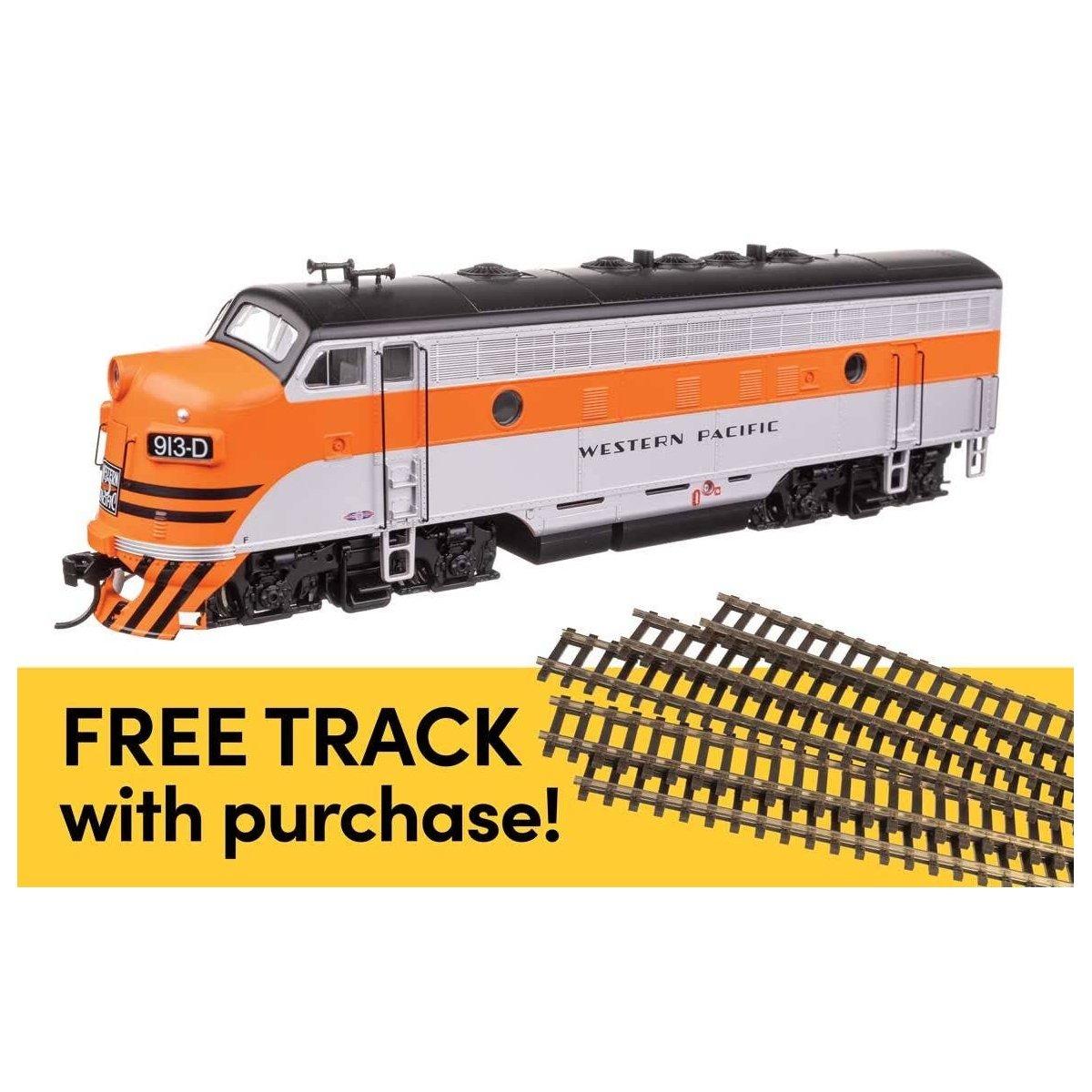 EMD F7A - ESU Sound and DCC w/WalthersTrack Code 83 Flex Track 5-Pack -- Western Pacific 913D, HO Walthers 21420