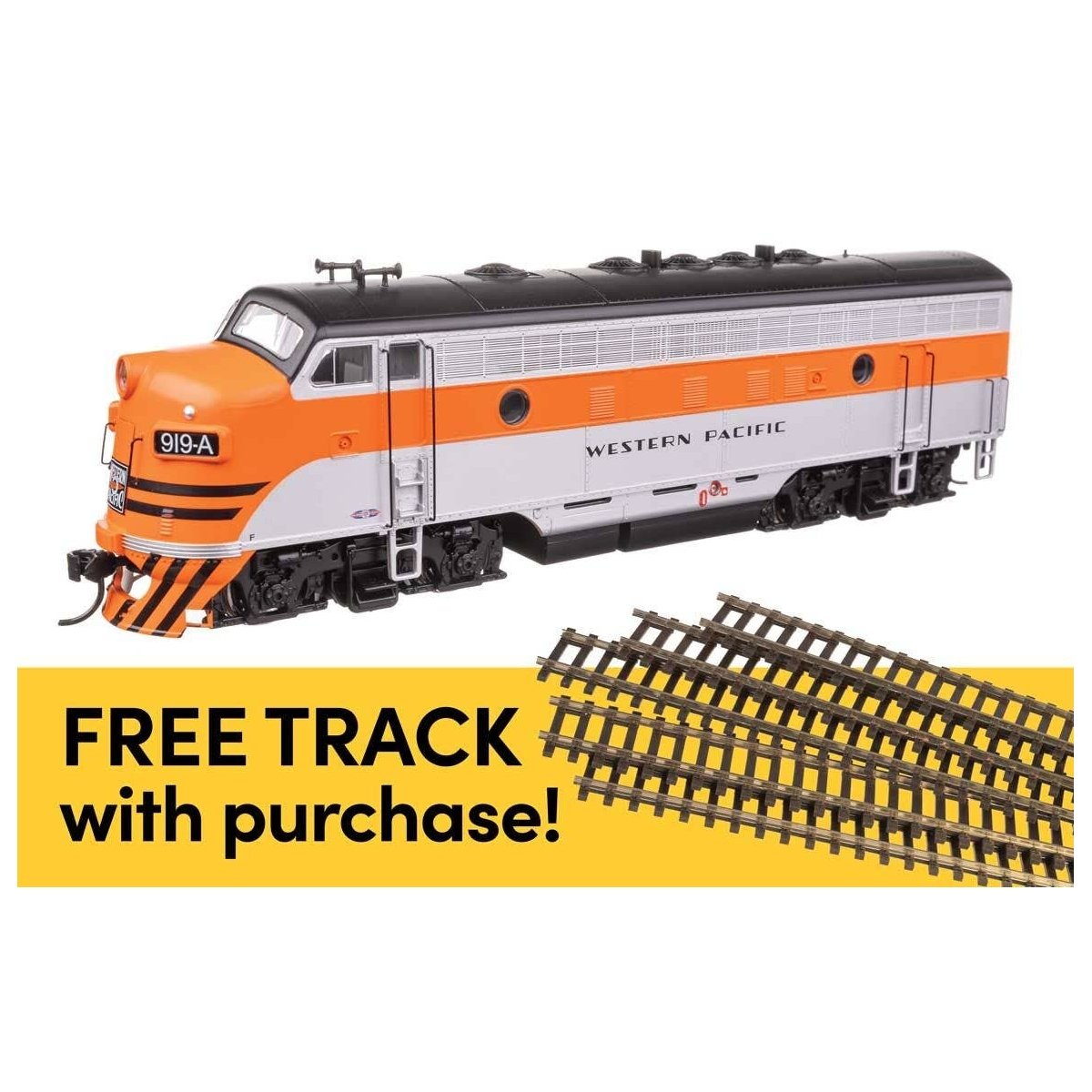 EMD F7A - ESU Sound and DCC w/WalthersTrack Code 83 Flex Track 5-Pack -- Western Pacific 919A, HO Walthers 21421