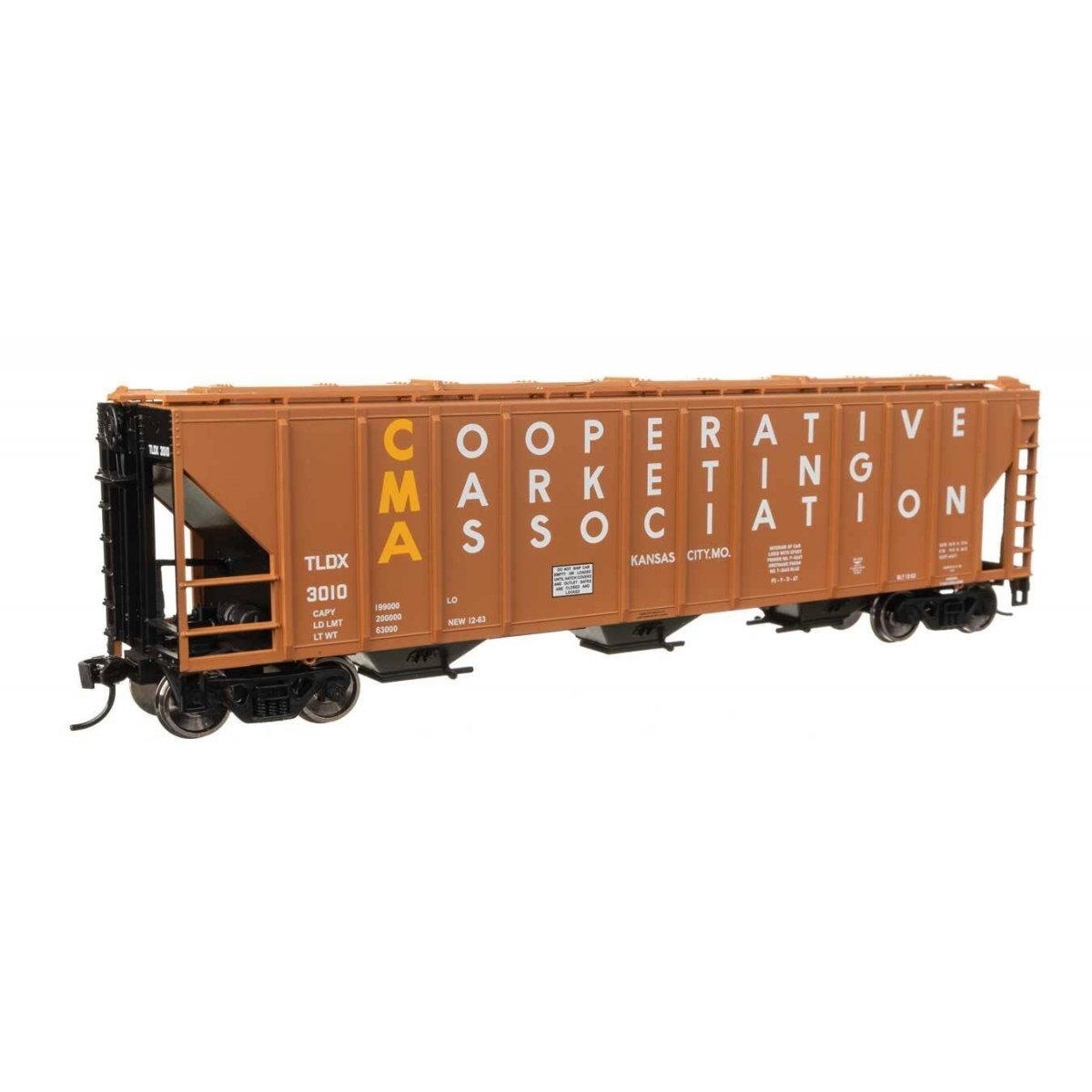 50′ Pullman-Standard PS2-CD 4427 3-Bay Covered Hopper - Ready to Run -- CMA TLDX 3010, HO WalthersMainline 49420