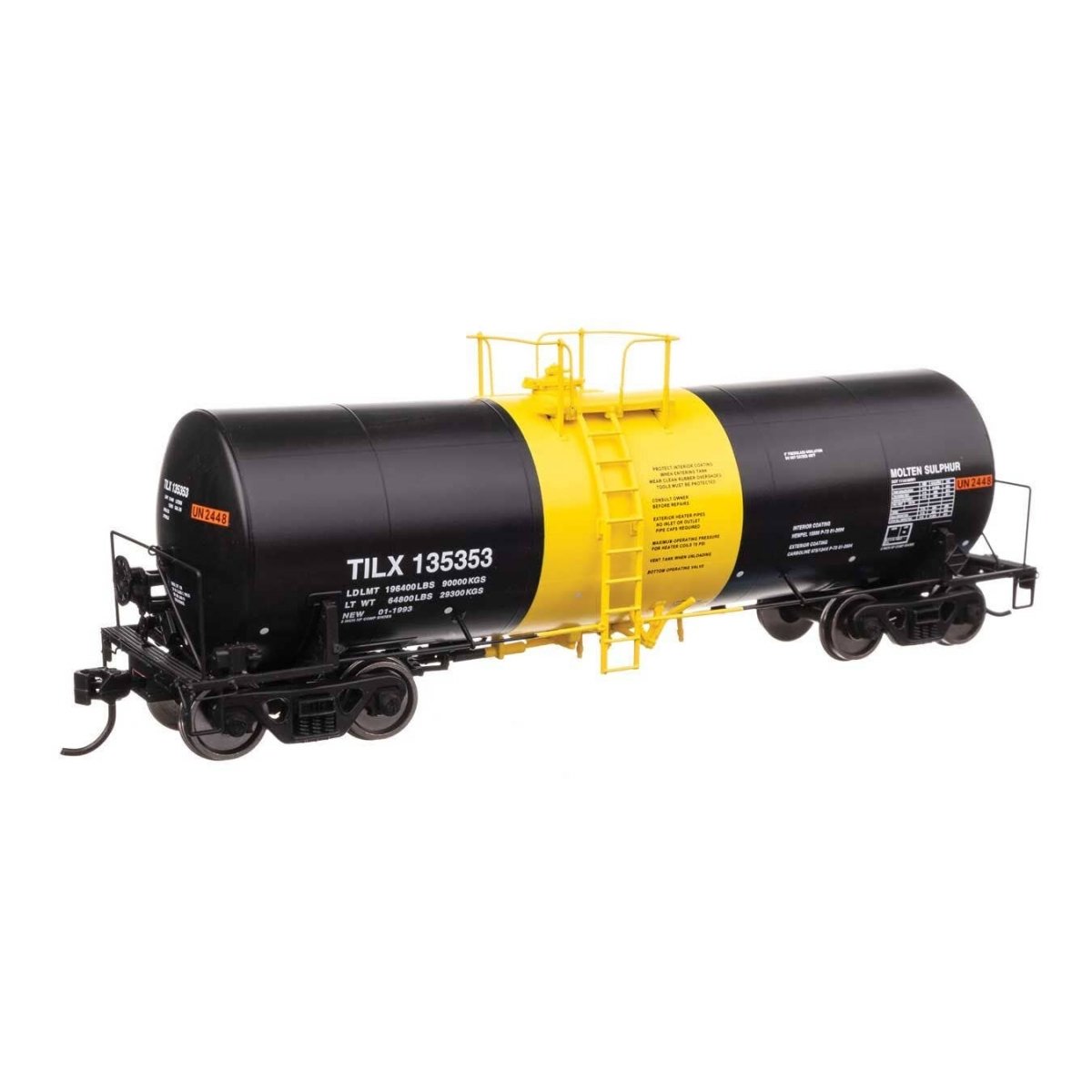 40′ Trinity 14,000-Gallon Molten Sulfur Tank Car - Ready to Run -- Trinity Leasing (BLK) 135353, HO, WalthersProto 100078