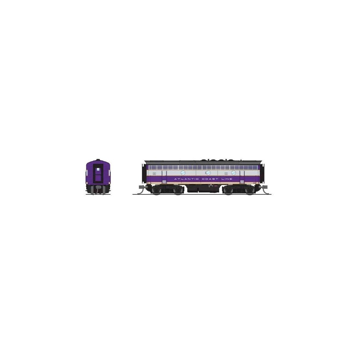 EMD F3B - Standard DC - Stealth -- Atlantic Coast Line 343B (purple, silver, yellow, black), N Broadway Limited Imports 9221