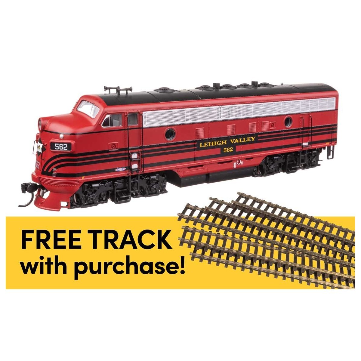 EMD F7A - ESU Sound and DCC w/WalthersTrack Code 83 Flex Track 5-Pack -- Lehigh Valley 562, HO Walthers 21408