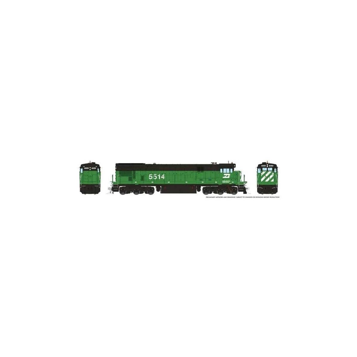 GE C30-7 - ESU LokSound and DCC -- Burlington Northern 5514 (Early Cascade Green, black, white), HO Rapido Trains Inc 42505