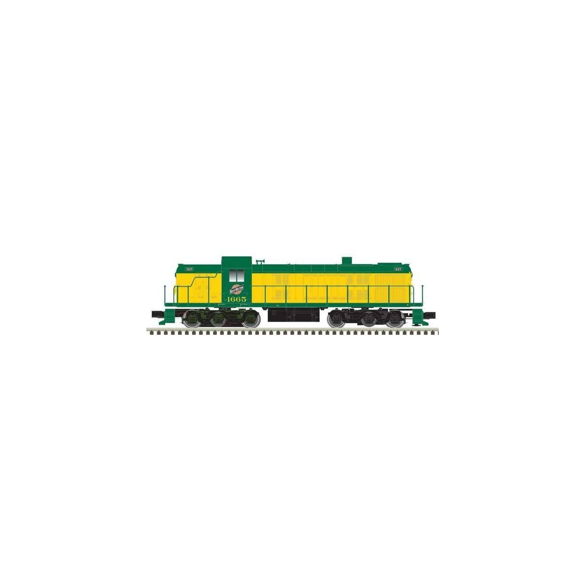 Alco RSD4/5 - ESU LokSound & DCC - Classic Silver -- Chicago & North Western 1665 (yellow, green), N Atlas Model Railroad Co. 40
