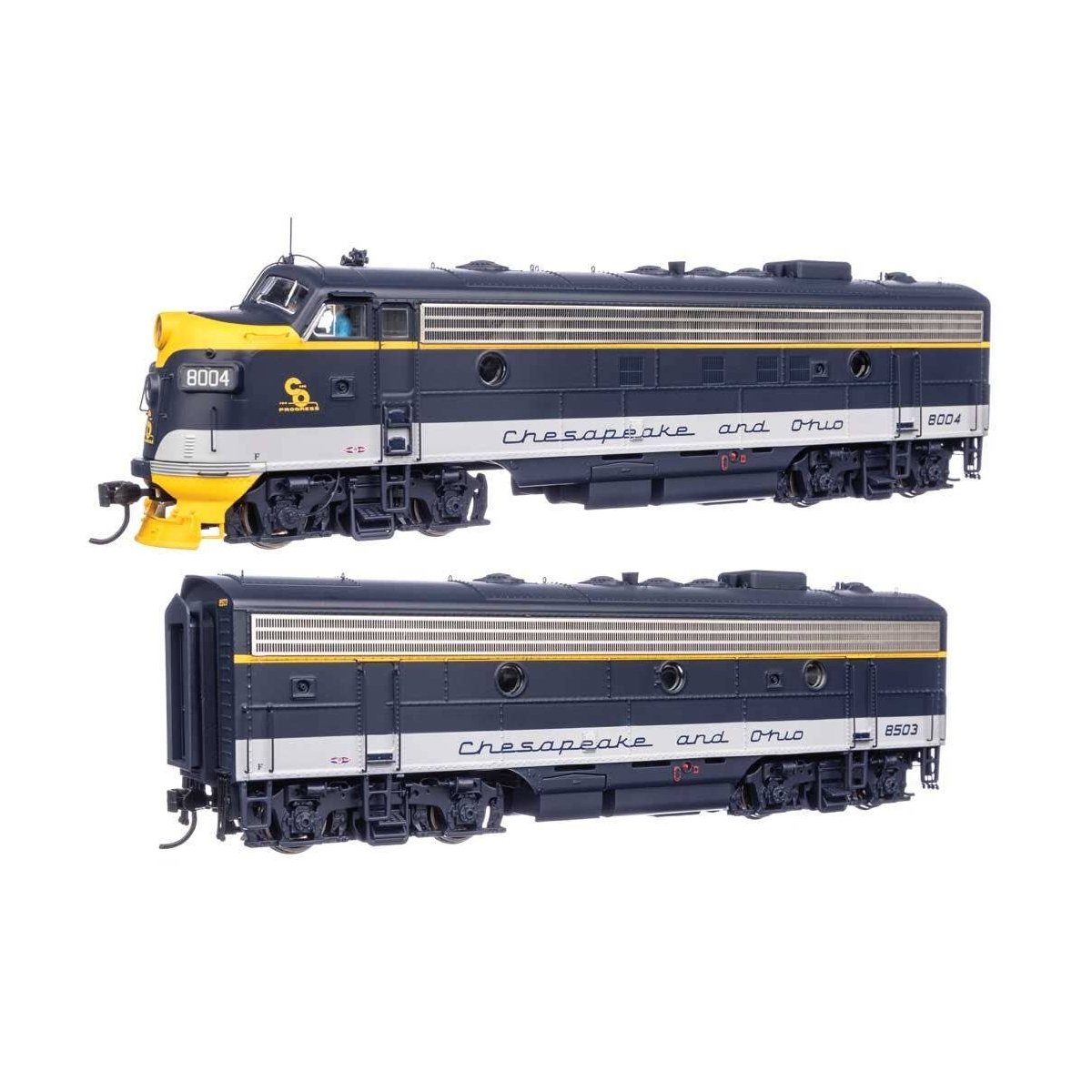 EMD FP7 & F7B - LokSound 5 Sound & DCC -- Chesapeake & Ohio 8004 & 8503 (As-delivered), HO WalthersProto 42546