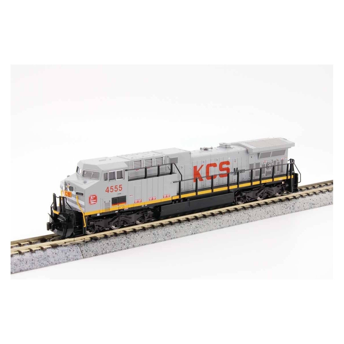 GE AC4400CW Low Numberboards - Sound and DCC -- Kansas City Southern de Mexico 4555 (gray, red, yellow), N Kato USA Inc 1767046S