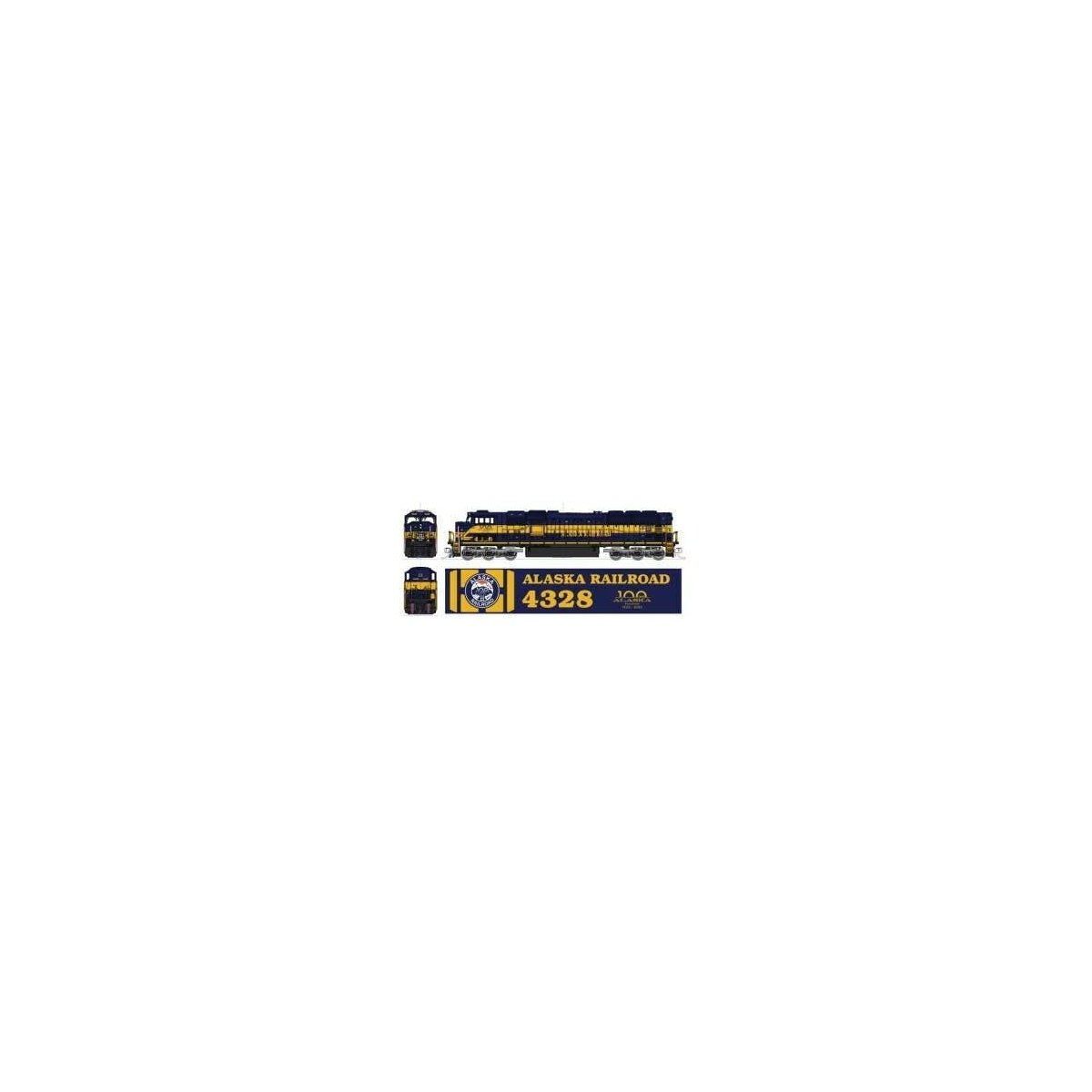 EMD SD70MAC w/Nose Headlight - Standard DC -- Alaska Railroad 4328 100 Years (Anniversary, blue, yellow), N Kato USA Inc 1766412