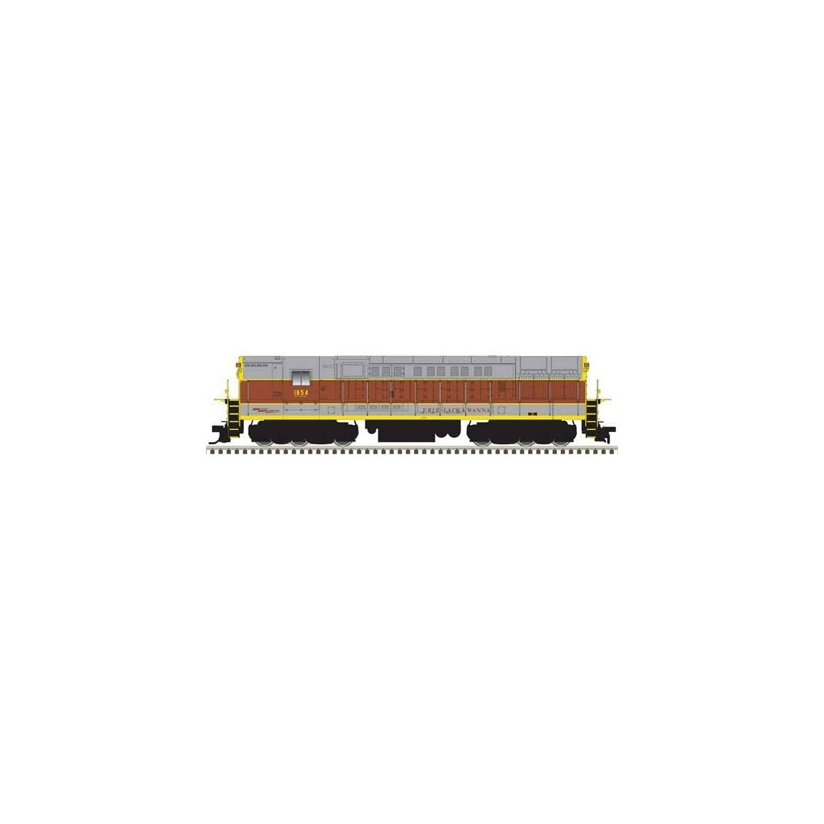 FM H-24-66 Phase 1A Trainmaster - Standard DC - Master(R) Silver -- Erie Lackawanna 1854 (gray, maroon, yellow, maroon roadname)