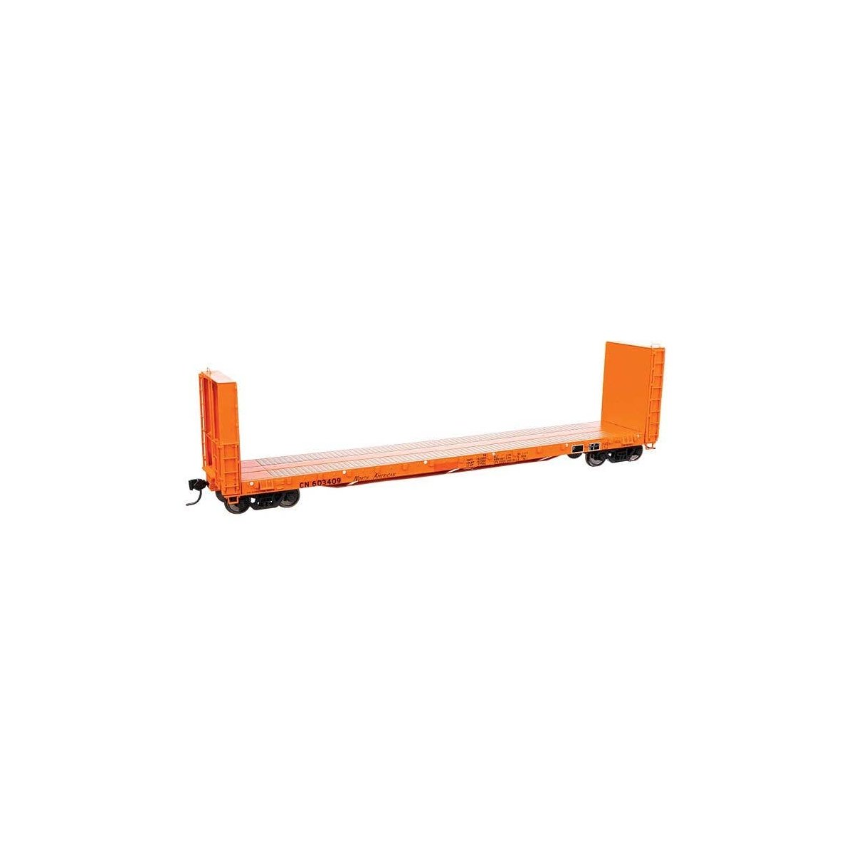 50′ CC&F Bulkhead Flatcar - Ready to Run -- Canadian National 603409 (orange), HO, WalthersProto 104352