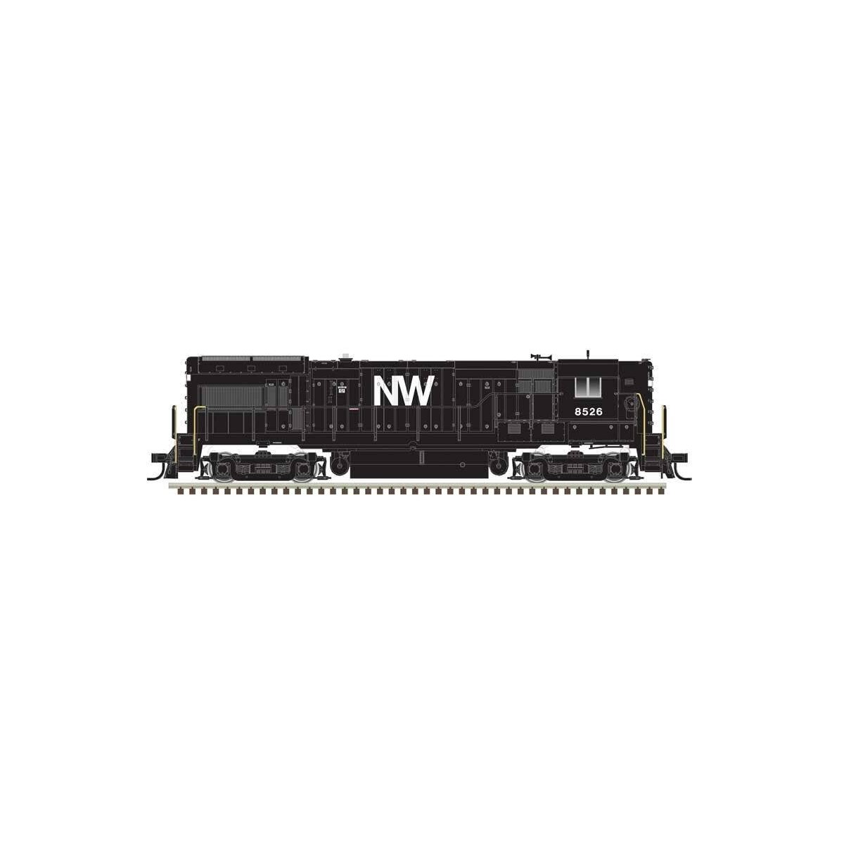 GE U30B High Nose - Standard DC - Master(R) Silver -- Norfolk & Western 8526 (black, white, Block NW Logo), HO Atlas Model Railr
