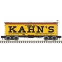 36` Wood Reefer - Ready to Run - Master(R) -- Kahn`s 1121 (yellow, black, Boxcar Red), HO, Atlas Model Railroad Co. 20007206
