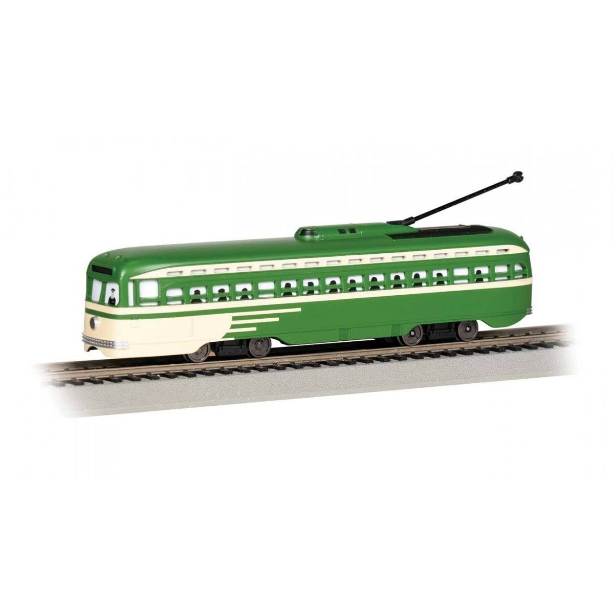 PCC Streetcar - Standard DC -- Painted, Unlettered (green, cream), HO Bachmann Industries 60513