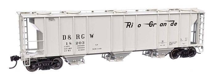 50′ Pullman-Standard PS-2 2893 3-Bay Covered Hopper - Ready to Run -- Denver & Rio Grande Western(TM), HO, WalthersMainline 70