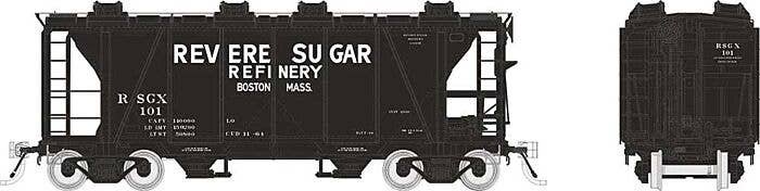Enterprise 2-Bay Covered Hopper - Ready to Run -- Revere Sugar (1955, black, white), HO, Rapido Trains Inc 149012A