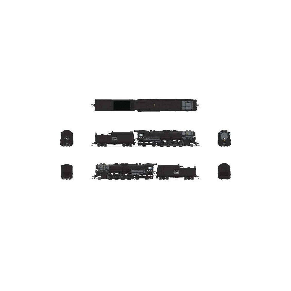Class T1a 2-8-4 Berkshire with 4-Axle Tender - Standard DC - Stealth -- Boston & Maine 4016 (black, graphite), HO, Broadway Limi