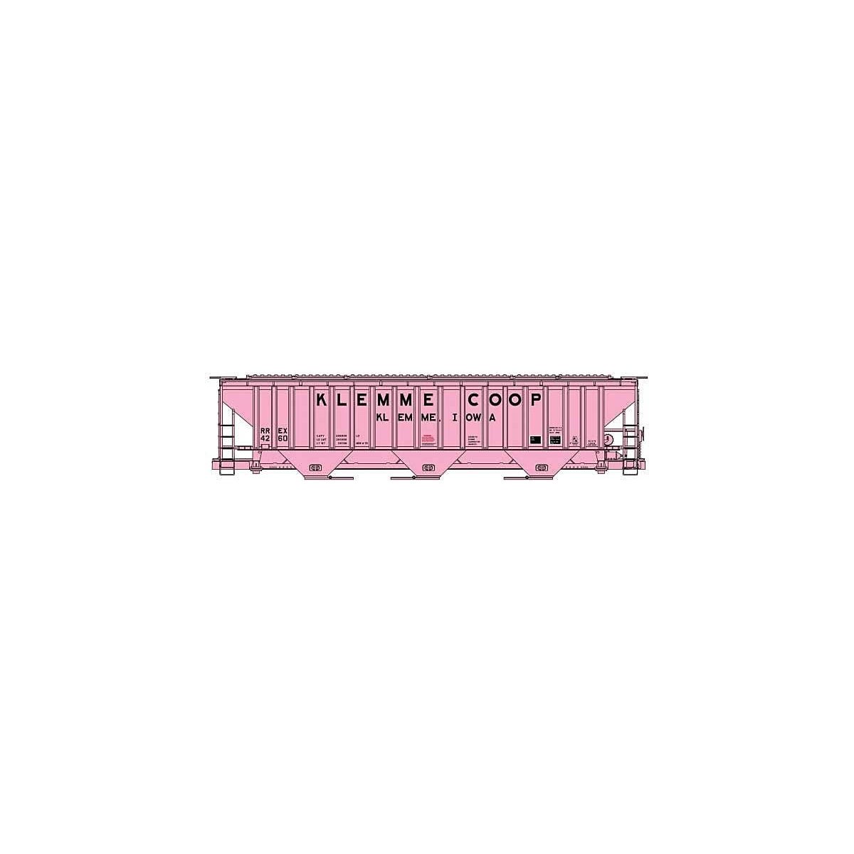Pullman-Standard 4750 3-Bay Covered Hopper - Kit -- Klemme COOP RREX 4260 (pink, black), HO, Accurail Inc 81823