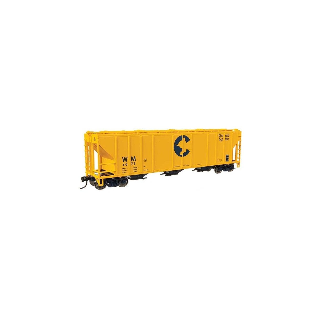 50′ Pullman-Standard PS2-CD 4427 3-Bay Covered Hopper - Ready to Run -- Western Maryland 4675, HO, WalthersMainline 49429