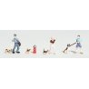 Scenic Accents(R) Figures -- People & Pets (3 People, 3 Dogs), HO Woodland Scenics 1827