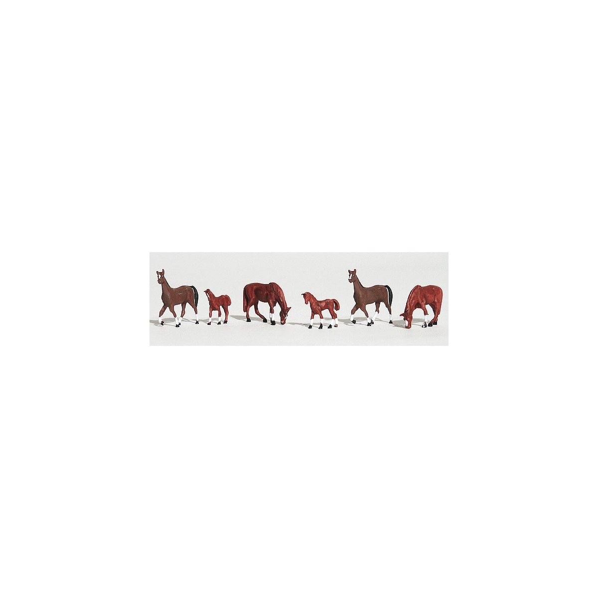 Chestnut Horses - Scenic Accents(R) -- pkg(6), HO Woodland Scenics 1842