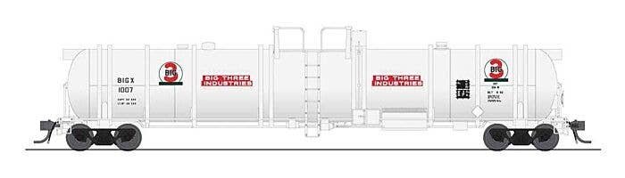 High-Capacity Cryogenic Tank Car - Ready to Run -- Big 3 Industries (white, black, red), HO, Broadway Limited Imports 8042