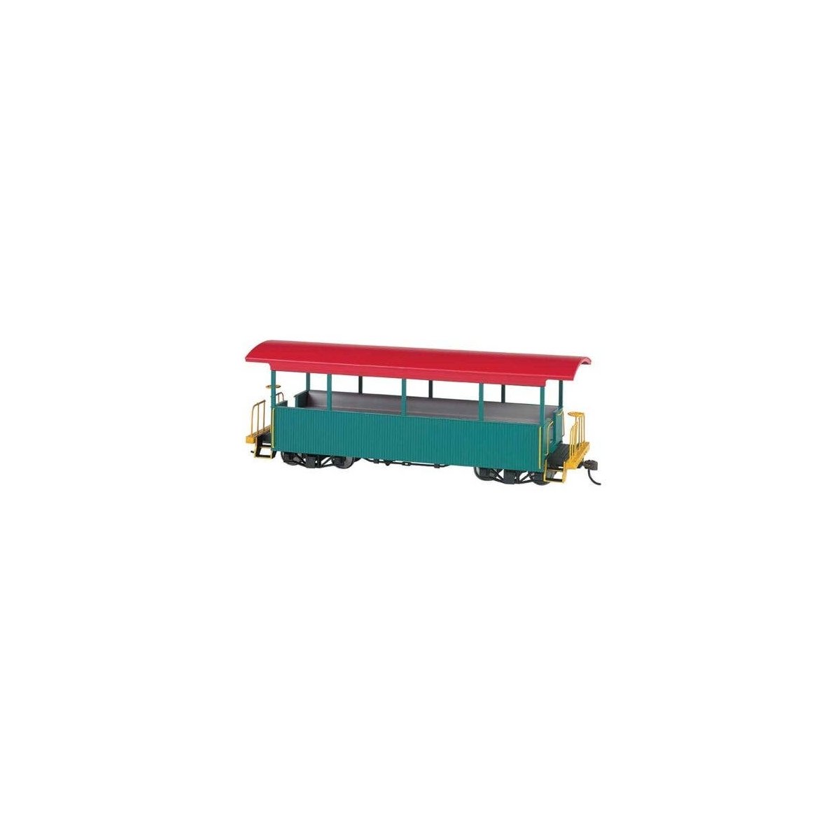 Wood Excursion Car - Ready to Run -- Painted, Unlettered (green, red Roof), On30, Bachmann Industries 26001
