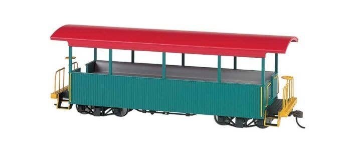 Wood Excursion Car - Ready to Run -- Painted, Unlettered (green, red Roof), On30, Bachmann Industries 26001
