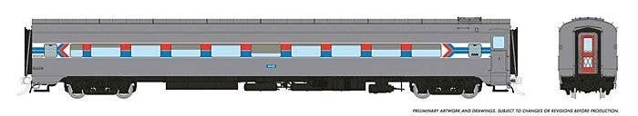 CC&F Lightweight Coach - Ready to Run - Super Continental Line(TM) -- Amtrak 6445 (Phase 1, silver, HO, Rapido Trains Inc 100385