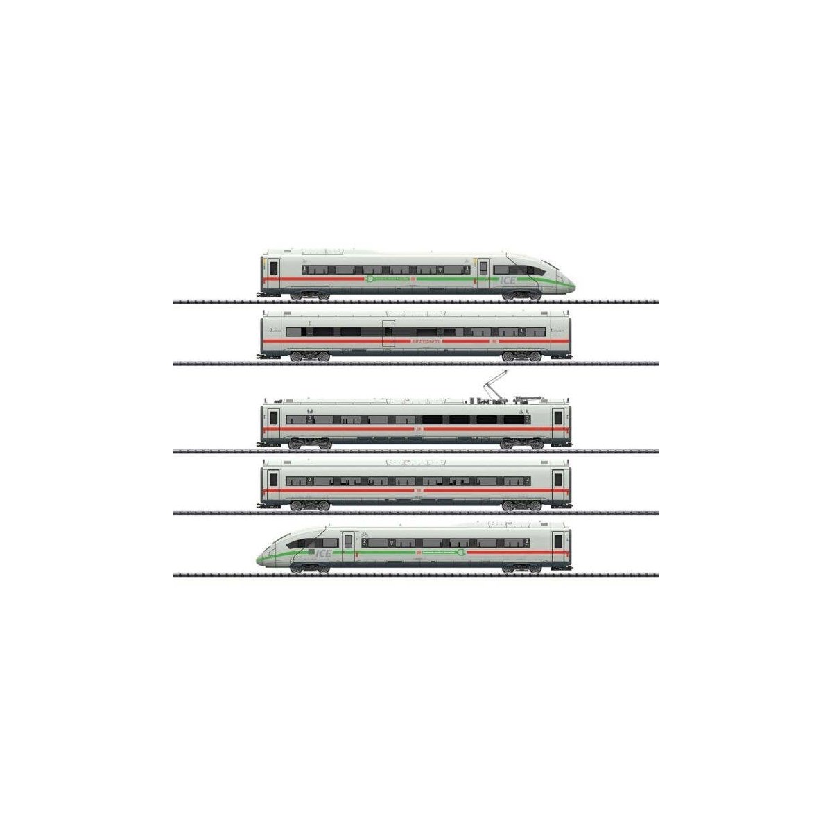 ICE 4 Class 412-812 5-Car Train-Only Set with Sound & DCC -- German Federal Railway (Era VI 2019 white, red Gree, HO, Trix 25976