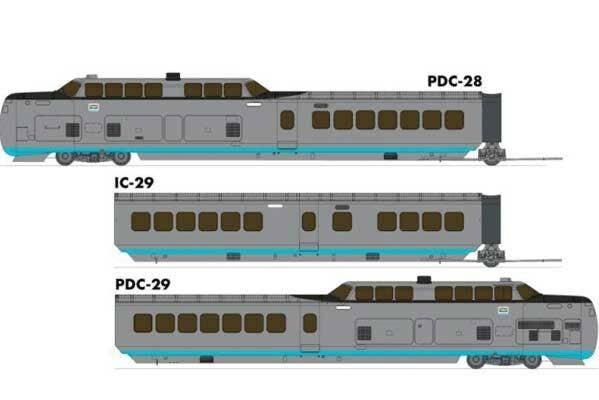 UAC TurboTrain 3-Car Passenger Train-Only Set (2022 Ver.) - Sound & DCC Equipp -- United Aircraft/, HO, Rapido Trains Inc 203501