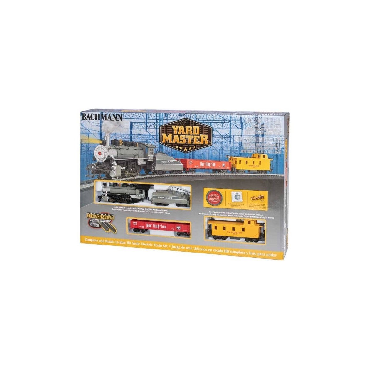 Yard Master Train Set - Standard DC -- Union Pacific Locomotive, Tender, Caboose CB&Q Freight Car, HO, Bachmann Industries 761