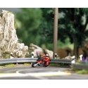 Super Racer 2 - Action Set -- Red Motorcycle with Rider, 3 Sections of Highway Guardrails, HO, Busch Gmbh & Co Kg 7941