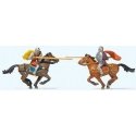 Knights in Jousting Tournament -- 2 Men & 2 Horses, HO, Preiser Kg 24763