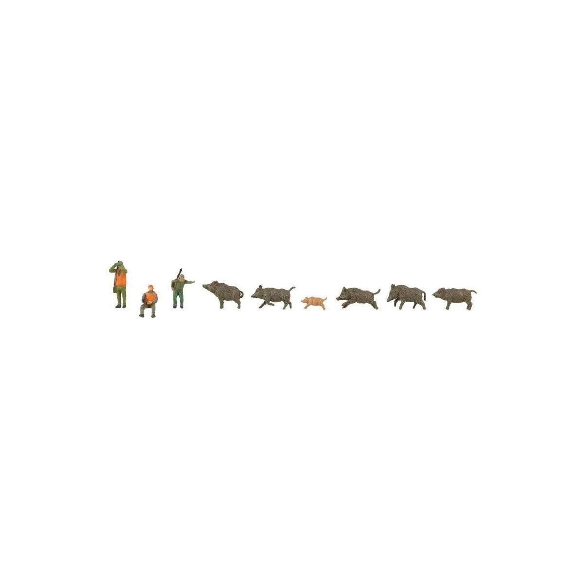 Hunters and Wild Boar -- 3 Hunters, 5 Boar, HO Faller Gmbh 151701