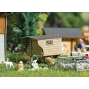 Sheep Shearing - Action Set -- Man Shearing Sheep, Sheared Sheep, Wheelbarrow, Sheep Pen, Wool Sacks, HO, Busch Gmbh & Co Kg 793