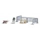 Sheep Shearing - Action Set -- Man Shearing Sheep, Sheared Sheep, Wheelbarrow, Sheep Pen, Wool Sacks, HO Busch Gmbh & Co Kg 7933