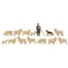 Shepherd with Flock -- Shepherd, Dog, 12 Sheep, HO Faller Gmbh 151901