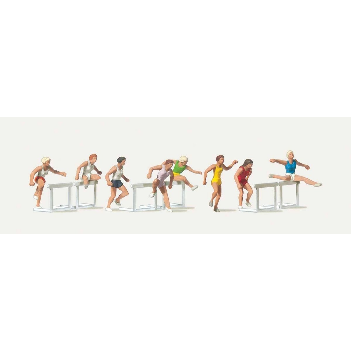 Female Track Runners -- 8 Hurdle Jumpers and 80 Hurdles, HO Merten 212486