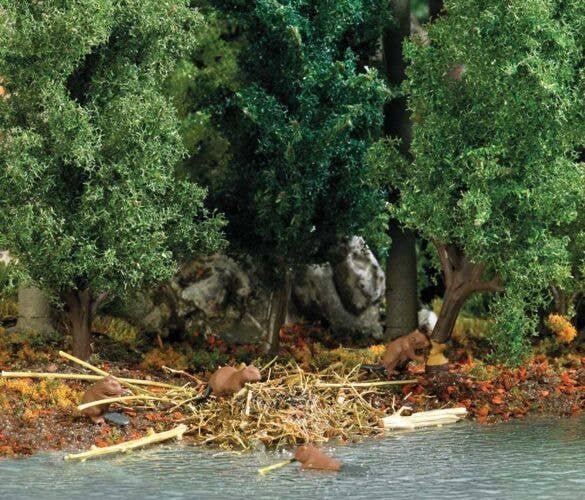 Beaver Lodge with 4 Beavers and Tree Miniature Scene, HO, Busch Gmbh & Co Kg 7893