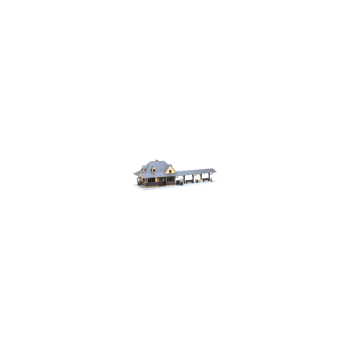 Hillside Structure Series - Kit -- Suburban Passenger Station w/One Station Platform 7-5/16 x 10-5/16 x 7-1/2′, O Atlas O 6901