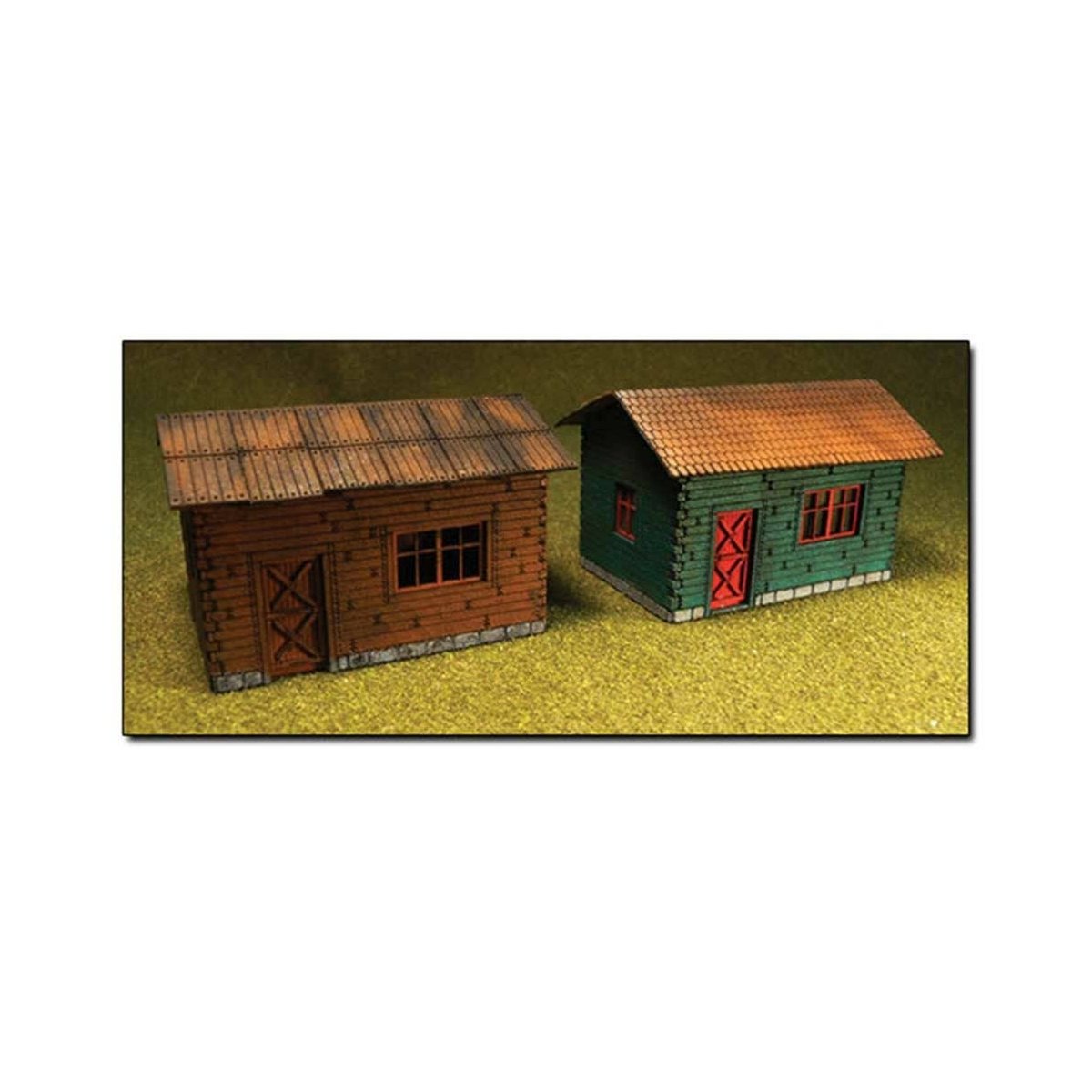 2 Wooden Cottages -- Laser-Cut Wood Kit pkg(2), HO Bachmann Industries 39101