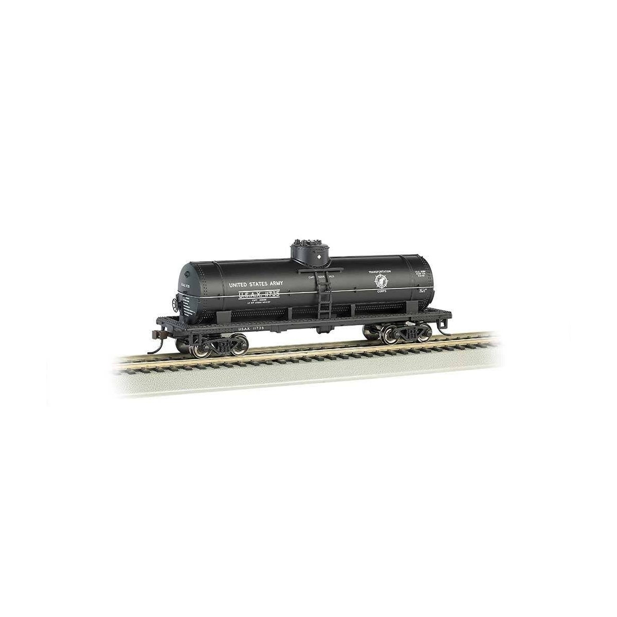 40′ Single-Dome Tank Car - Ready to Run - Silver Series(R) -- United States Army, HO Bachmann Industries 17815