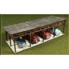 Car Shed/4-Space Carport -- Laser-Cut Wood Kit, HO Bachmann Industries 39102