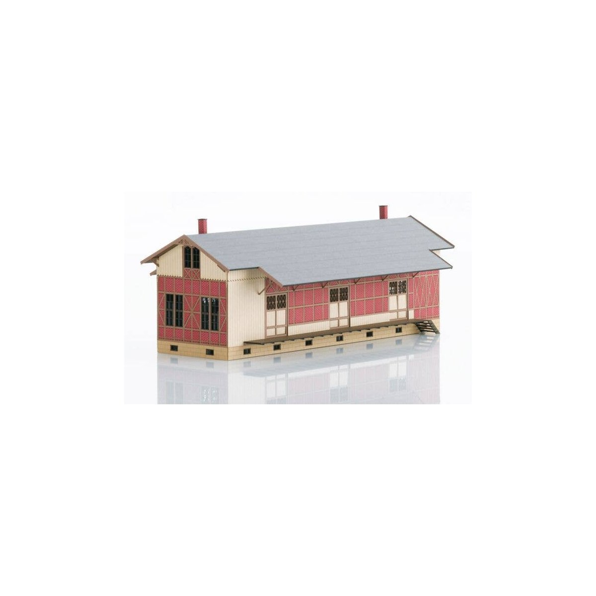 Sulzdorf Half-Timbered Freight Shed -- Laser-Cut Card Kit - 11-1/2 x 4-15/16′ 29.2 x 12.5cm, HO, Trix 66383