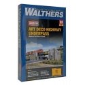 Art Deco Highway Underpass -- Kit - 13-7/8 x 11 x 6′ 35.2 x 27.9 x 15.2cm, HO, Walthers Cornerstone 3190