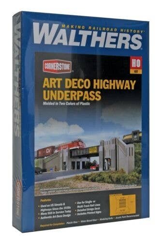 Art Deco Highway Underpass -- Kit - 13-7/8 x 11 x 6′ 35.2 x 27.9 x 15.2cm, HO, Walthers Cornerstone 3190
