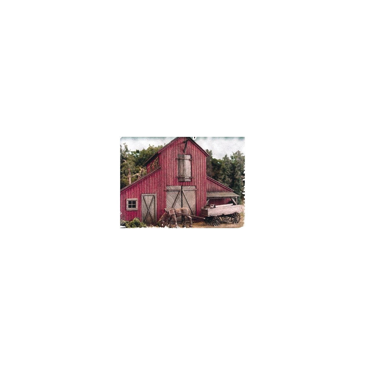 The Barn at Jackson Corners -- Kit - Includes Horse & Wagon, HO Bar Mills LLC 502