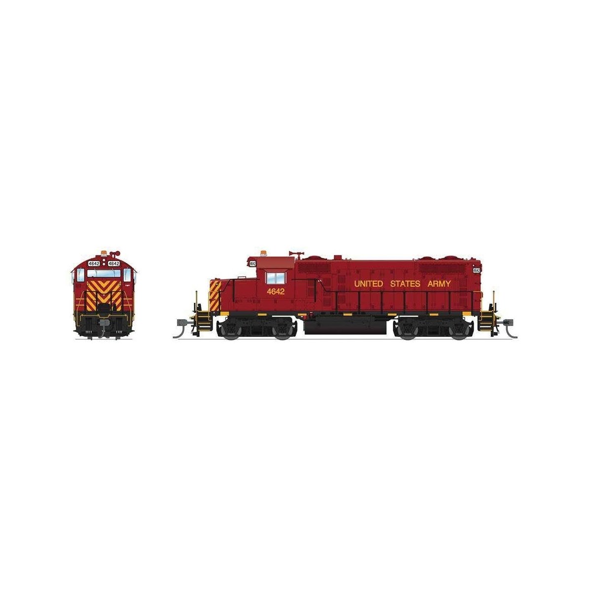EMD GP20 - Sound and DCC - Paragon4(TM) -- U.S. Army 4642 (red, yellow), HO Broadway Limited Imports 7468